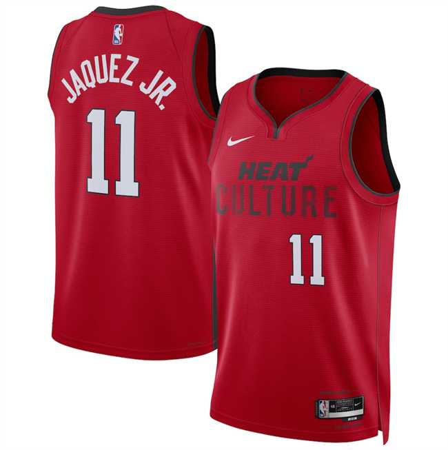 Mens Miami Heat #11 Jaime Jaquez Jr. Red 2024-25 City Edition Stitched Jersey Dzhi->miami heat->NBA Jersey